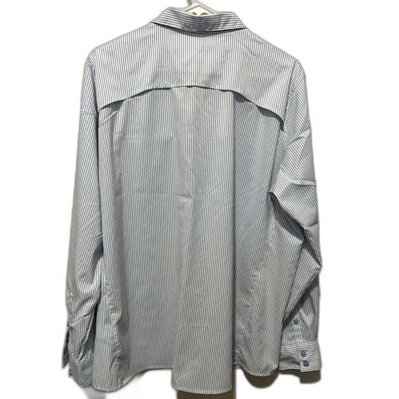 Ariat Tek Striped Button Up Collared Shirt Mens XXL Light Blue White - Picture 2 of 10